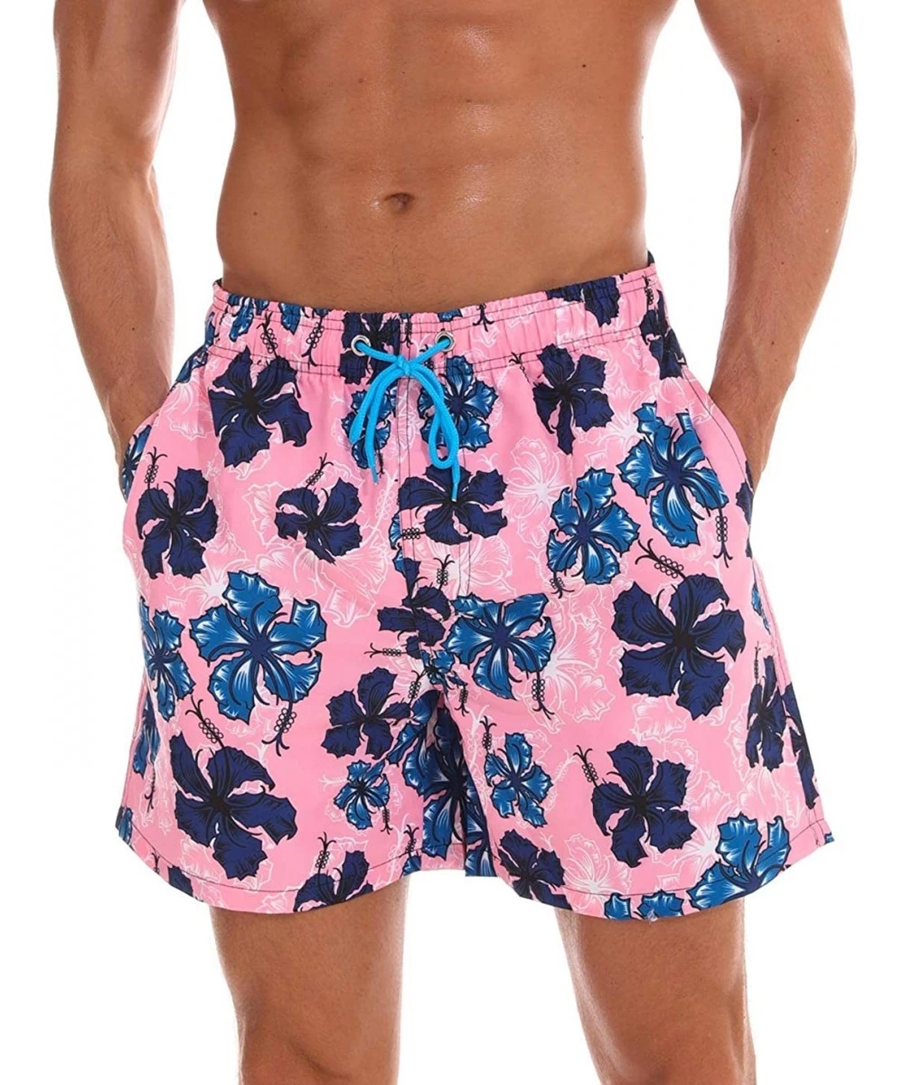 Board Shorts Men Swim Trunks Quick Dry Beach Shorts with Adjustable Waistband Swimwear - Flower - C218NM7Z0Z2