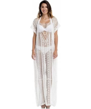 Cover-Ups Crochet Maxi Kaftan Beach Dress Cover up | Designer Kaftans & Kimonos | White Beachwear for The Bold | by GOGA Swim...