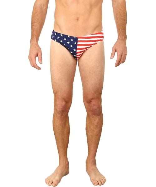 Briefs Men's Hot Body Swim Bikini Swimwear Patriotic Flag - American Flag - CA1211RNGSZ