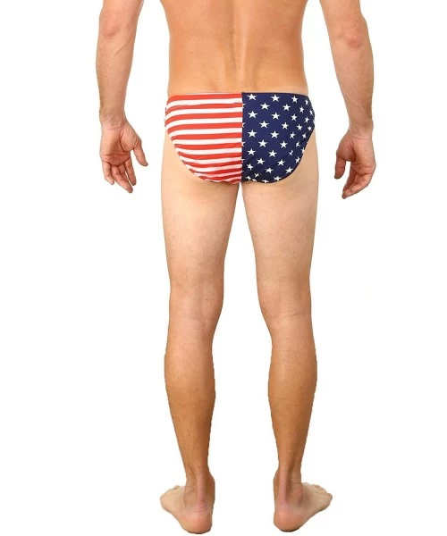 Briefs Men's Hot Body Swim Bikini Swimwear Patriotic Flag - American Flag - CA1211RNGSZ