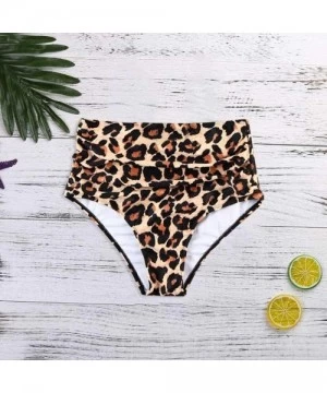 Cover-Ups Bathing Suits for Women Plus Size Tankinis Swimwear High Waisted Leopard Print Swimsuit Bottom with Ruffled Top - Z...