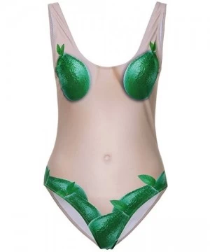 One-Pieces Womens One Piece Swimsuits Sexy High Cut Funny Fruit Printed Bathing Suit Monokini Swimwear - Green - C519429UAHG