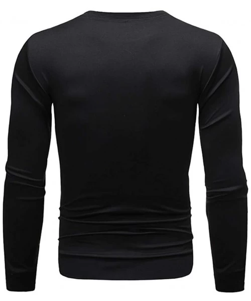 Rash Guards Men's T-Shirts Fashion Long Sleeved Round Neck Print Sweatshirt Shirts Pullover - Black - CZ18W4LT852