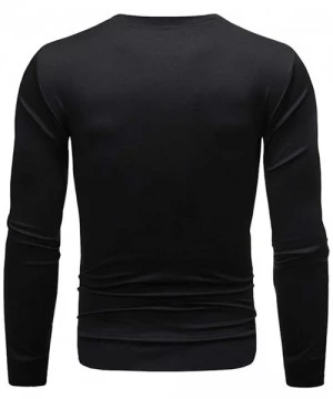 Rash Guards Men's T-Shirts Fashion Long Sleeved Round Neck Print Sweatshirt Shirts Pullover - Black - CZ18W4LT852