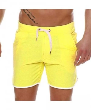 Board Shorts Men's Swimwear Running Surfing Sports Beach Camouflage Shorts Trunks Board Pants - 02 Yellow - CM18SNDI4XH