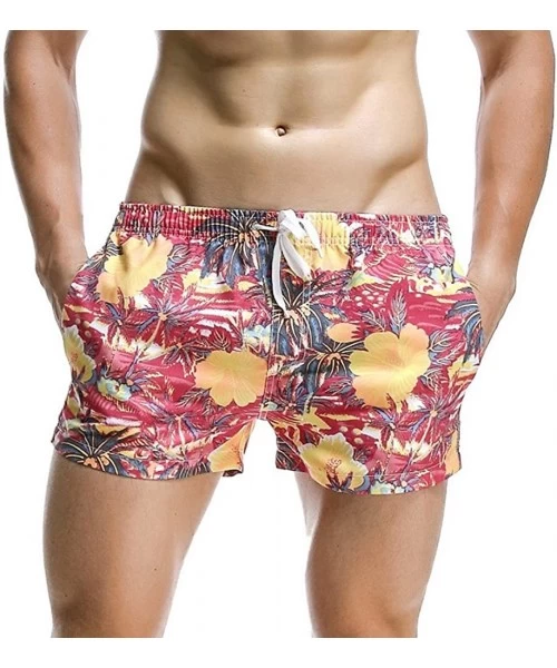 Racing Men Board Shorts Swim Beach Boxer Trunks Shorts Quick Drying Men's Swimwear Swimsuits Sports Running - Red Coconut Tre...