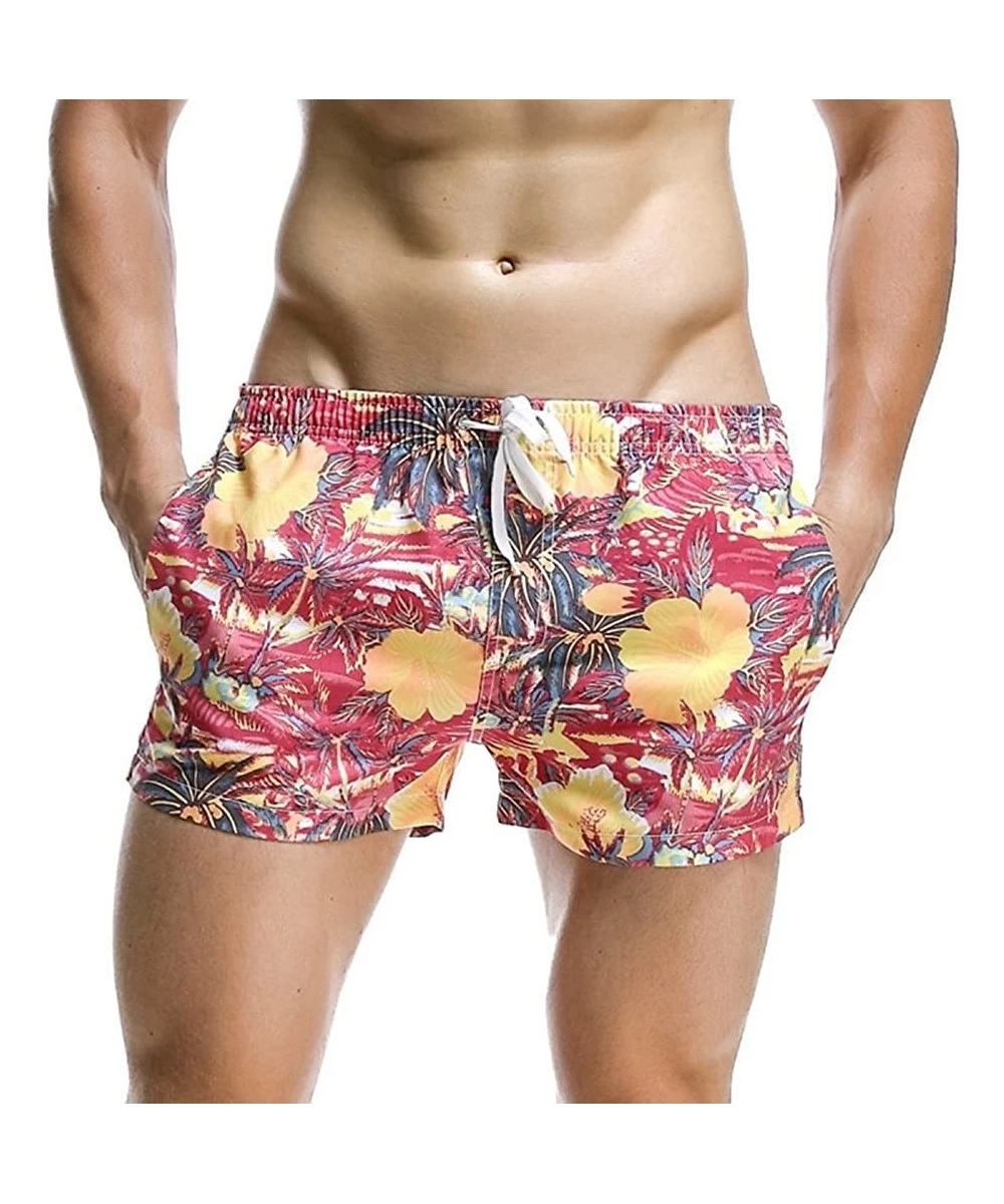 Racing Men Board Shorts Swim Beach Boxer Trunks Shorts Quick Drying Men's Swimwear Swimsuits Sports Running - Red Coconut Tre...