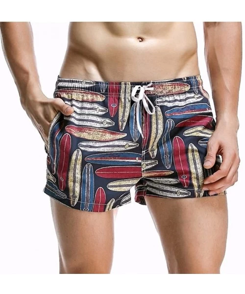 Racing Men Board Shorts Swim Beach Boxer Trunks Shorts Quick Drying Men's Swimwear Swimsuits Sports Running - Red Coconut Tre...