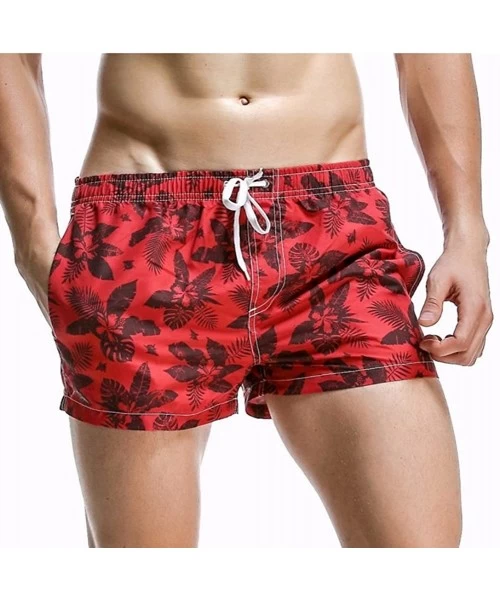 Racing Men Board Shorts Swim Beach Boxer Trunks Shorts Quick Drying Men's Swimwear Swimsuits Sports Running - Red Coconut Tre...