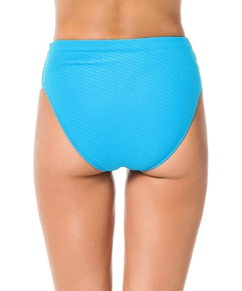 Bottoms Women's Ribbons Textured Hipster Bikini Bottom - Azure - CK1958W52Q2