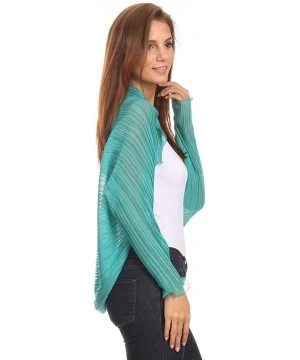 Cover-Ups Womens Chiffon Shrug Pleated Light Weight Sheer Cover Up Many Colors - Turquoise - CE12HYVUJ5P