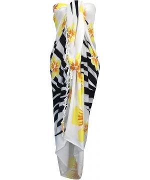 Cover-Ups Sarong Wrap from Bali Your Choice of Design Beach Cover Up - Hibiscus Yellow - CO196X0YM3H