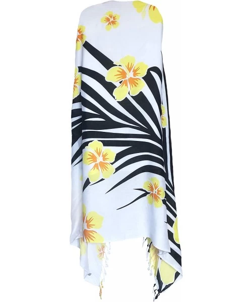 Cover-Ups Sarong Wrap from Bali Your Choice of Design Beach Cover Up - Hibiscus Yellow - CO196X0YM3H