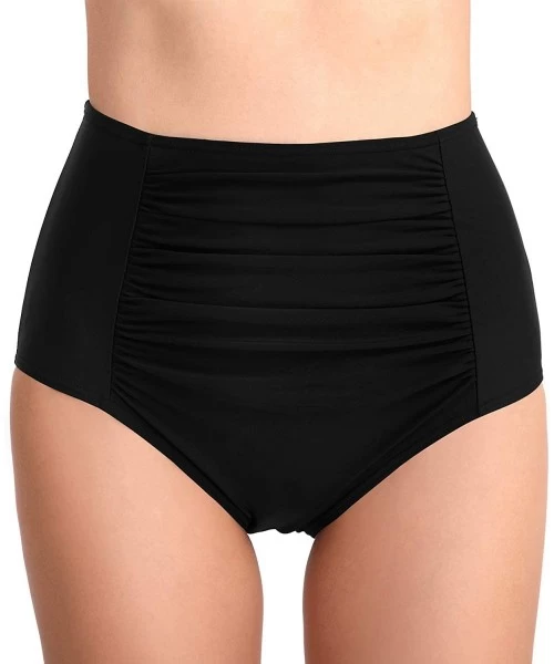 Bottoms Women's Bikini Bottom Shirred Widen Waistband Tankini Swim Brief Hipster Summer Sports Swim Shorts Brief Black No29 -...