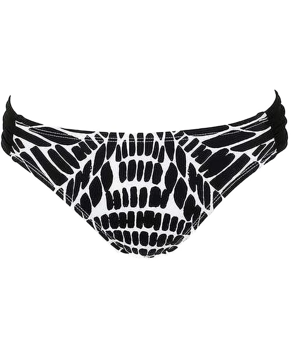 Tankinis Womens Animal Print Hipster Bikini Swim Bottom B/W S Black - CV18T8ESD3E