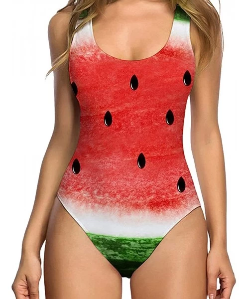 One-Pieces Women 3D Print Nude Swimsuit Funny One Piece Beachwear Tummy Control Bathing Suit High Waisted Monokini Watermelon...