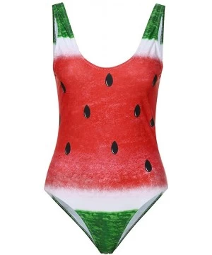 One-Pieces Women 3D Print Nude Swimsuit Funny One Piece Beachwear Tummy Control Bathing Suit High Waisted Monokini Watermelon...