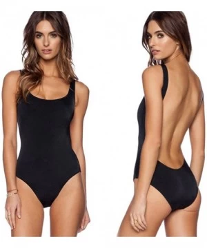 One-Pieces Anniversary celebration Women Swimwear Women Retro Elastic High Cut Low Back One Piece Swimwear Bathing Suits Blac...