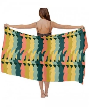 Cover-Ups Women Luxury Chiffon Swimwear Cover Up- Oversize Beach Sarong Shawl Wrap - Colorful Bigfoot Sasquatch - CN19C4L4085