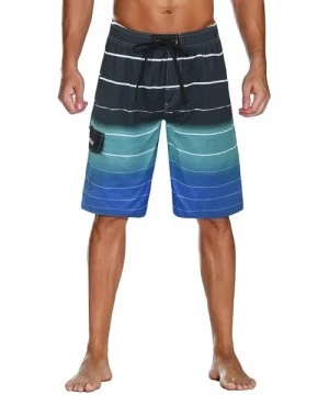 Trunks Men's Beachwear Summer Holiday Swim Trunks Quick Dry Striped - Blue 2 - C818G9IX4R9