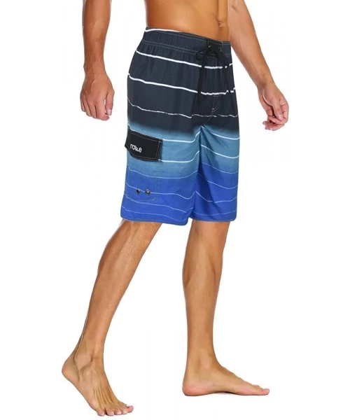 Trunks Men's Beachwear Summer Holiday Swim Trunks Quick Dry Striped - Blue 2 - C818G9IX4R9