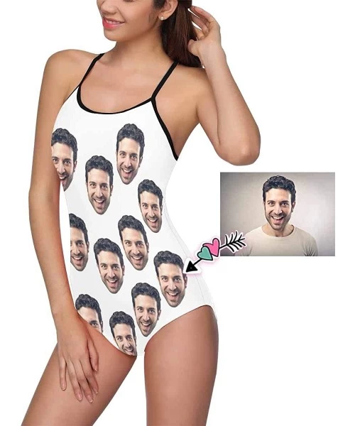 One-Pieces Custom One-Piece Swimsuits with Face Photo Novelty Swimwear for Women (XS-5XL) - White - CC18UKEXWCR