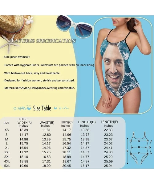 One-Pieces Custom One-Piece Swimsuits with Face Photo Novelty Swimwear for Women (XS-5XL) - White - CC18UKEXWCR