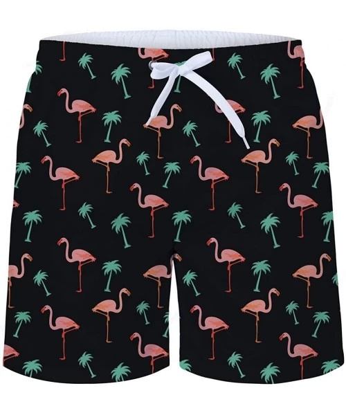 Trunks Men's Swim Trunks Quick Dry Waterproof Bathing Suits Beach Short with Mesh Lining - Flamingo Black - CO18OT3T4GA