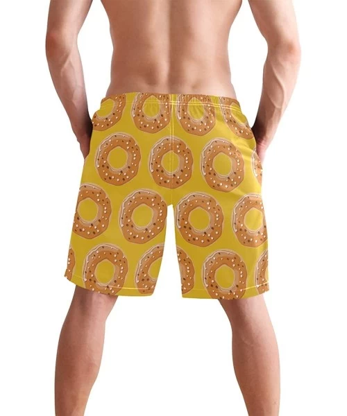 Trunks French Fries Men's Swim Trunks Beach Shorts with Pockets - Donut Pattern Food Snack - CH18Q6CATSX