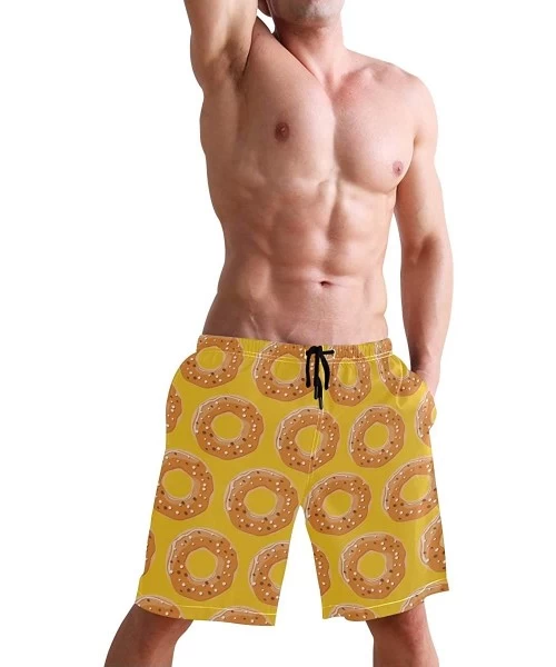 Trunks French Fries Men's Swim Trunks Beach Shorts with Pockets - Donut Pattern Food Snack - CH18Q6CATSX