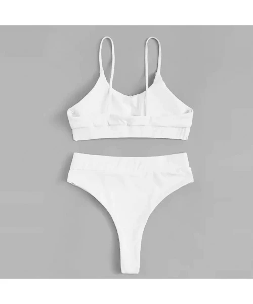 Bottoms Women's Sexy Thong Bikin Tie Side Bottom Triangle Bikini Swimsuits Pure Color High Waisted Beachwear Swimsuit WEI MOL...