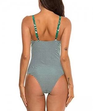 Racing Women's Monokini Front Cross One Piece Swimsuits Slim fit Tummy Control Swimwear - Light Green - CS195KO55LX