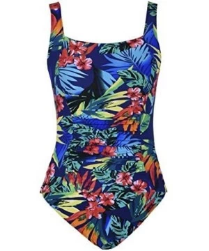 One-Pieces Women's Shirred One Piece Swimsuit Tank Bathing Suits Tummy Control Monokinis - Tropical Leaves - CY189AEQHEH