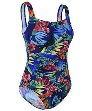 One-Pieces Women's Shirred One Piece Swimsuit Tank Bathing Suits Tummy Control Monokinis - Tropical Leaves - CY189AEQHEH