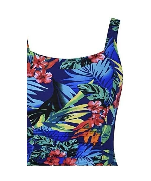 One-Pieces Women's Shirred One Piece Swimsuit Tank Bathing Suits Tummy Control Monokinis - Tropical Leaves - CY189AEQHEH