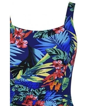 One-Pieces Women's Shirred One Piece Swimsuit Tank Bathing Suits Tummy Control Monokinis - Tropical Leaves - CY189AEQHEH