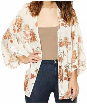 Cover-Ups Kimono for Womens- Fashion Cover Blouse Tops Print Beach Smock Cardigans - White2 - CB18GOA8RLE