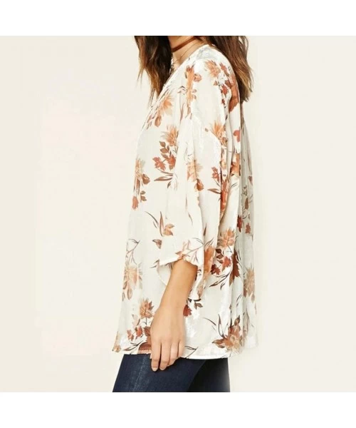 Cover-Ups Kimono for Womens- Fashion Cover Blouse Tops Print Beach Smock Cardigans - White2 - CB18GOA8RLE