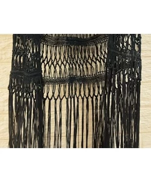 Cover-Ups Long Fringe Crochet Vest Bikini Cover up Hippie Summer Beachwear - Black - CX12ODJERMZ