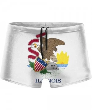 Briefs Flag of Illinois-Il Men's Surfboard Quick Drying Trunks Boxer Briefs - Black - CE19E40RZ5C