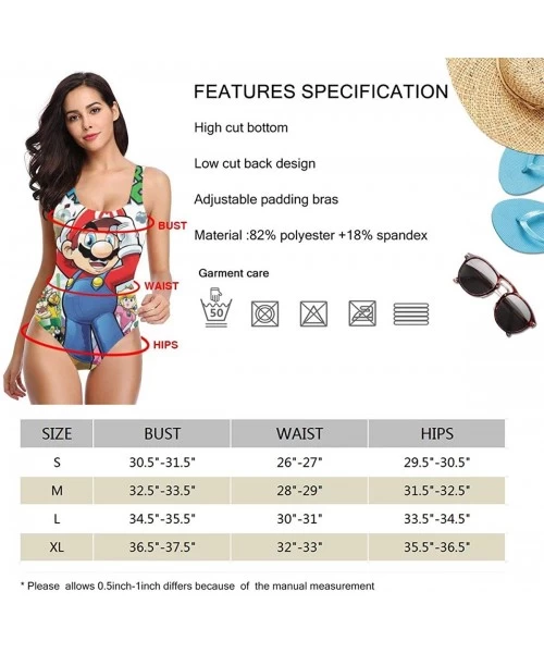 One-Pieces Mario One Piece Swimsuits for Women- High Waisted Swimsuit- Bathing Suits for Women- High Waisted Bikini- Backless...