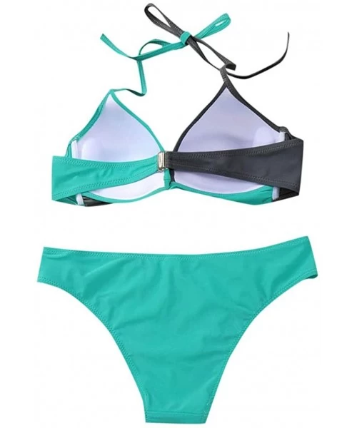 Racing Women's Patchwork Bikini Set Cross Wrap Push Up Top Tie Back Bathing Swimsuit Swimwear - Mint Green - C5199ODW3HX