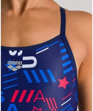 Racing Womens Blue USA Superfly Back MaxLife One Piece Swimsuit - Navy - Multi - C8192CU6IM9