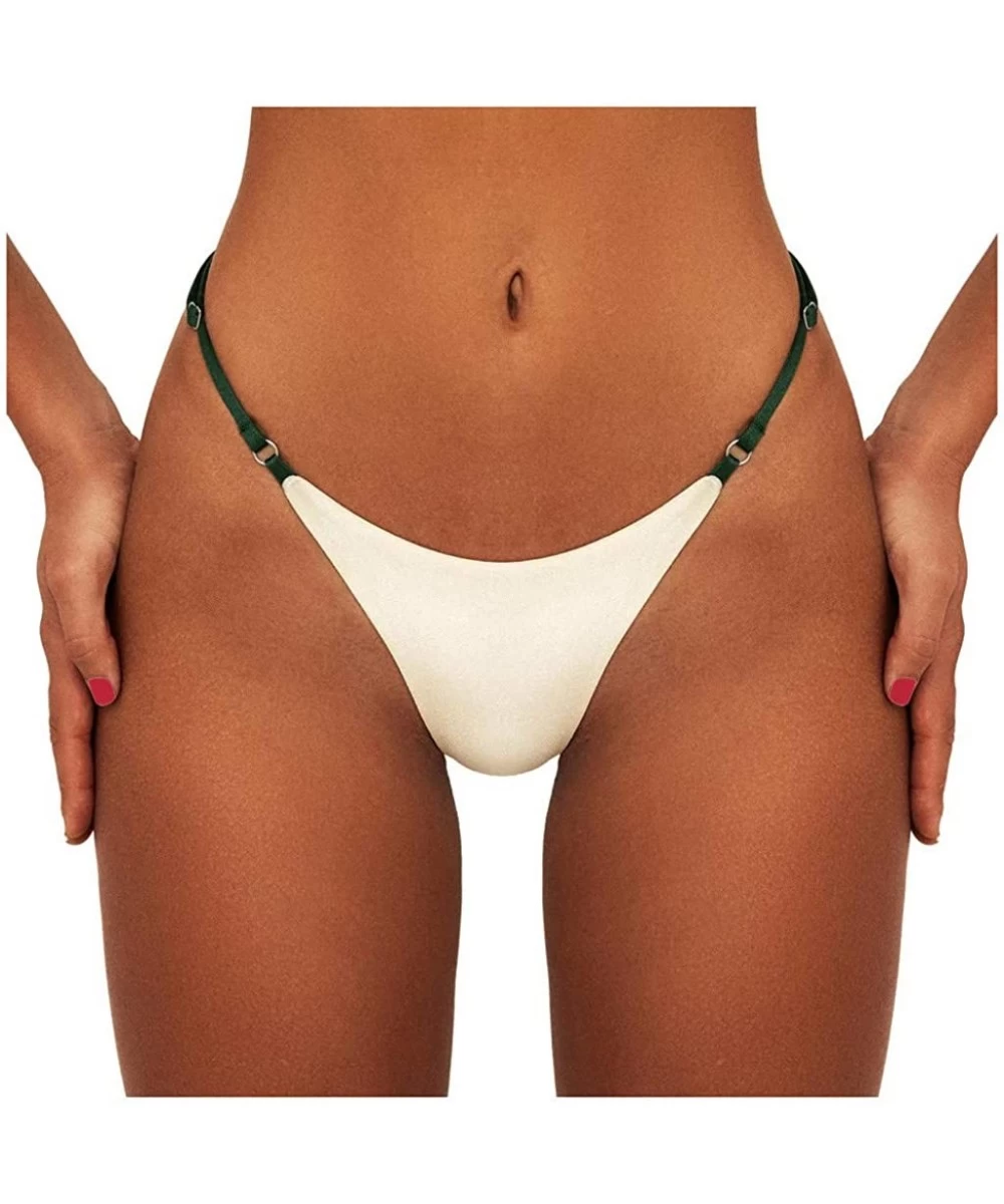 Racing Women Bikini Swim Shorts Thong Bikinis V Bottom Swimsuit Swimwear Block Party Bathing Suit - White - CE196EDYDQE