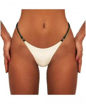 Racing Women Bikini Swim Shorts Thong Bikinis V Bottom Swimsuit Swimwear Block Party Bathing Suit - White - CE196EDYDQE