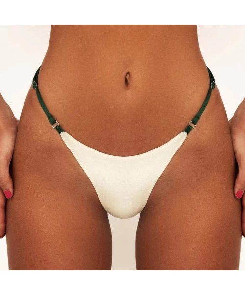 Racing Women Bikini Swim Shorts Thong Bikinis V Bottom Swimsuit Swimwear Block Party Bathing Suit - White - CE196EDYDQE