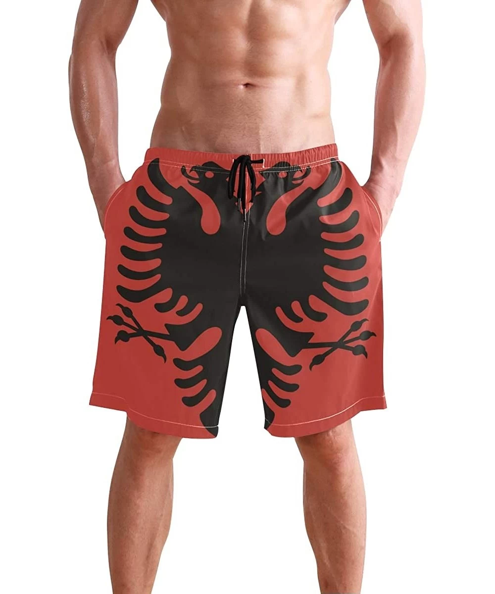 Board Shorts Mens Swim Trunks Sweden Flag Beach Board Shorts - Albania Flag - CS18L45WH6Q