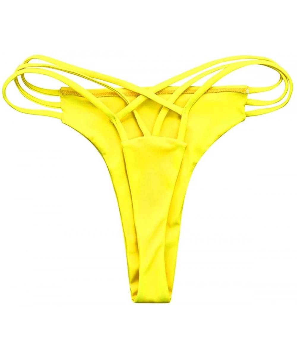 Tankinis Sexy Bikini Bottoms for Women Cut Out Swimwear Cheeky Thongs Swim Panties - Yellow - CZ195NN97RQ