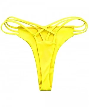 Tankinis Sexy Bikini Bottoms for Women Cut Out Swimwear Cheeky Thongs Swim Panties - Yellow - CZ195NN97RQ