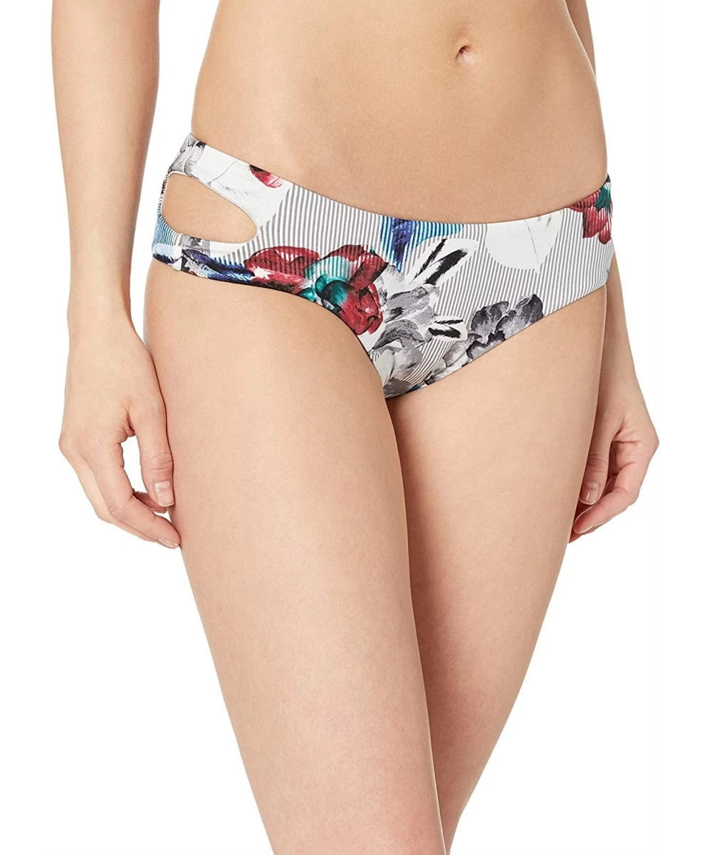 Tankinis Women's Cutout Hipster Pant Bikini Bottom - Multi//Heavy Petal - C418IQ6HXKG